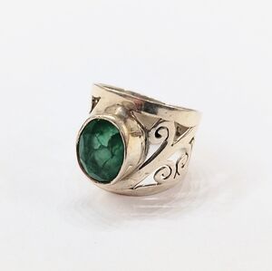 Genuine Emerald Ring Sterling Silver